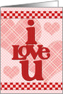 Happy Valentine’s Day Checkerboard and Hearts I Love You card