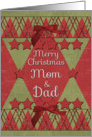 Merry Christmas Mom and Dad Scrapbook Style Stars and Glitter Effects card