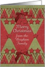 Merry Christmas Custom Name Scrapbook Style Stars and Glitter card