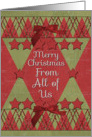 Merry Christmas From All of Us Scrapbook Style Stars and Glitter card