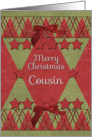 Merry Christmas Cousin Scrapbook Style Stars and Glitter card