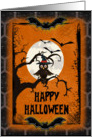 Happy Halloween Spooky Tree with Owl and Bats card