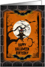 Happy Halloween Birthday Spooky Tree with Owl and Bats card