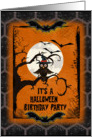 Halloween Birthday Party Invitation Spooky Tree with Owl and Bats card