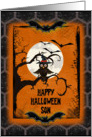 Happy Halloween Son Spooky Tree with Owl and Bats card