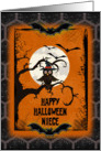 Happy Halloween Niece Spooky Tree with Owl and Bats card