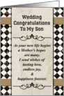 Wedding Congratulations to Son from Mother Checkerboard and Chevrons card