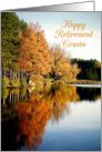 Happy Retirement Cousin Congratulations Autumn on the Lake card