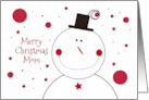 Mom Christmas Smiling Snowman with Top Hat card