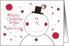 Merry Christmas Brother & Sister-in-Law Smiling Snowman With Top Hat card