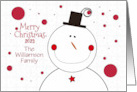 Christmas 2023 Personalize Name Smiling Snowman Whimsical card