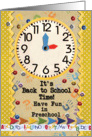 Back to School Time Preschool Fun Colorful School Clock card