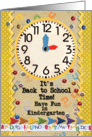 Back to School Time Kindergarten Fun Colorful School Clock card