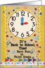 Back to School Time Third Grade Fun Colorful School Clock card