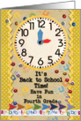 Back to School Time Fourth Grade Fun Colorful School Clock card