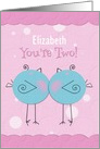 Happy Second Birthday You’re Two Custom Name Blue Birdie card