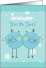 Happy Birthday You’re Two Boy Custom Name Blue Birdie card