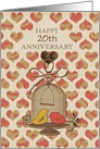 Happy Anniversary Custom Personalized Year Lovebirds and Hearts card