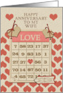 Happy Anniversary to my Wife Bingo Card and Hearts card