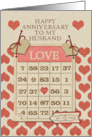 Happy Anniversary to my Husband Bingo Card and Hearts card