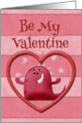 Happy Valentine’s Day Be My Valentine Monster and Hearts card