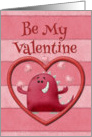 Happy Valentine’s Day Be My Valentine Monster and Hearts card