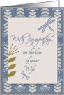 Sympathy Loss of Wife Dragonflies and Flowers card