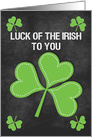 Happy St. Patrick’s Day Luck of the Irish Chalkboard Shamrock card