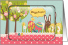 Happy Easter Egg Tree, Bunny and Polka Dots card