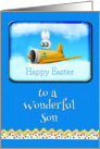 Happy Easter To A Wonderful Son Bunny Flying Plane card