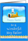 Happy Easter To A Wonderful Step Father Bunny Flying Plane card