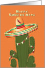 Happy Cinco de Mayo Cactus Wearing a Sombrero card