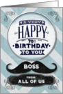 Happy 70th Birthday Boss From All of Us Vintage Grunge Mustache card