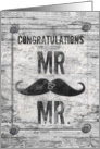 Gay Wedding Congratulations Mr. and Mr. Rustic Grunge Mustache card