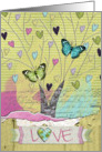 Earth Day Beautiful Tree of Hearts and Butterflies Scrapbook Style card