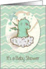 Baby Shower Invitation For Boy Cute Green Baby Dragon card