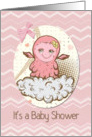 Baby Shower Invitation For Girl Cute Pink Baby Monster card