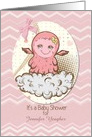 Baby Shower Invitation For Girl Custom Name Cute Pink Baby Monster card