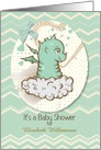 Baby Shower Invitation For Boy Custom Name Cute Green Baby Dragon card