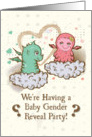 Baby Gender Reveal Party Invitation Cute Little Baby Monsters card