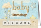 New Baby Welcome Custom Name Cloud and Stars card