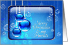Merry Christmas to my Parents Sparkling Blue Ornaments card