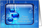 Merry Christmas Sister-in-Law Sparkling Blue Ornaments card