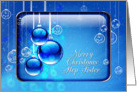 Merry Christmas Step Sister Sparkling Blue Ornaments card