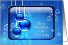 Merry Christmas Mail Lady Sparkling Blue Ornaments card