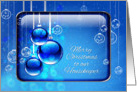 Merry Christmas Housekeeper Sparkling Blue Ornaments card