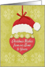 Christmas Wishes From Our Home to Yours Santa Hat Ornament card