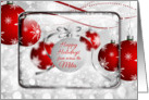 Happy Holidays from across the Miles Sparkling Red Ornaments card