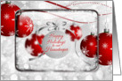 Happy Holidays to our Housekeeper Sparkling Red Ornaments card