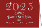 Happy New Year 2023 Business Custom Name Modern Sparkling Burgundy card